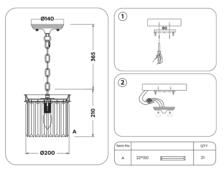TR5101 CH/CL хром/прозрачный E14 max 40W D200*575